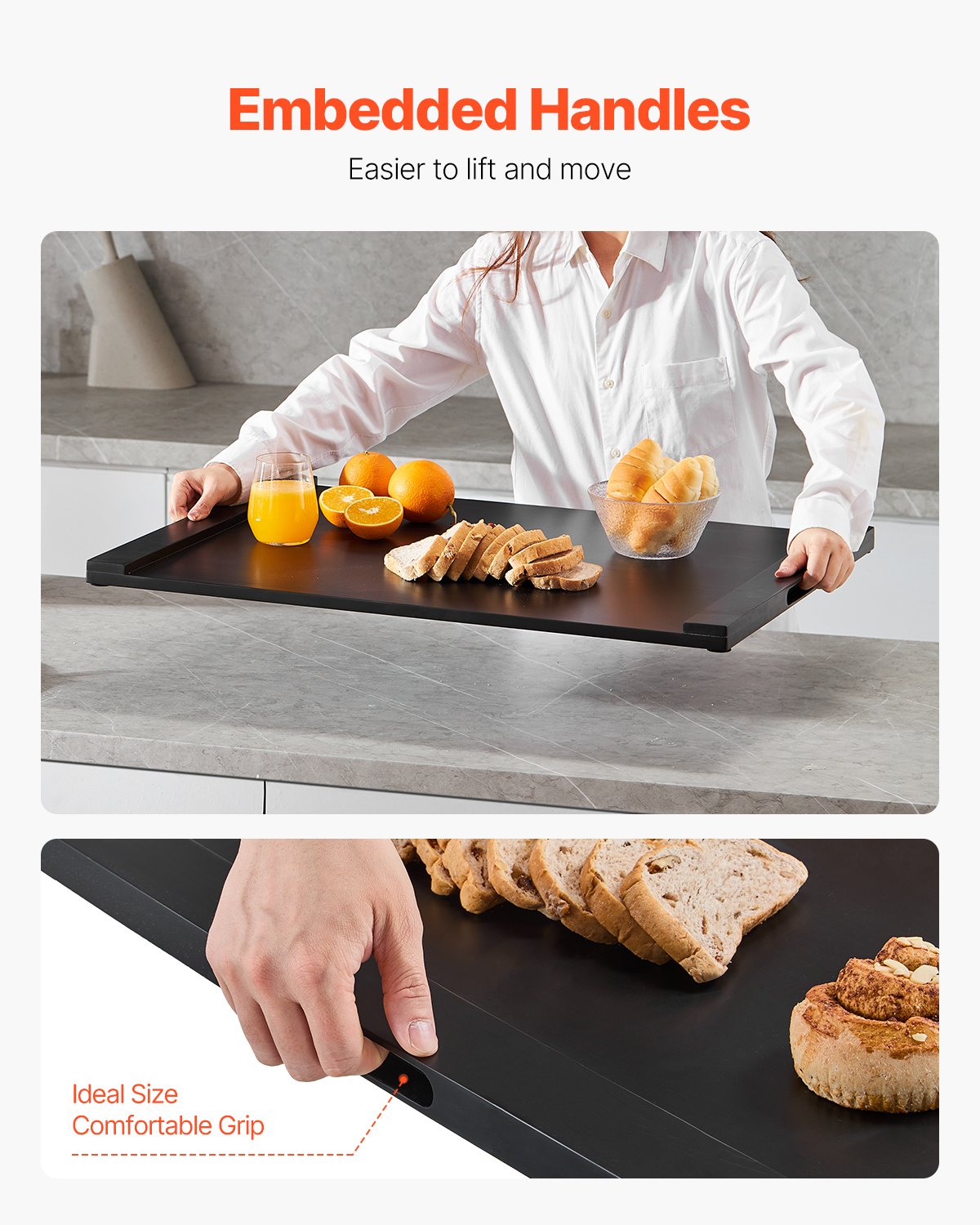 VEVOR Pasta Board Stove Cover, Pine Wood Stove Cover Plates for Electric & Gas Stoves, Hob Cover for Work Surface & Tray, Cover Plate with Built-in Handles (76.2 x 55.88 cm)