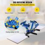 VEVOR Máquina de Serigrafía 4 Colores 2 Estaciones Tamaño 45x55cm Máquina de Impresión Pantalla de Base Giratoria 360° Placa de Acero Máquina de Impresión Pantalla Presión para Camiseta