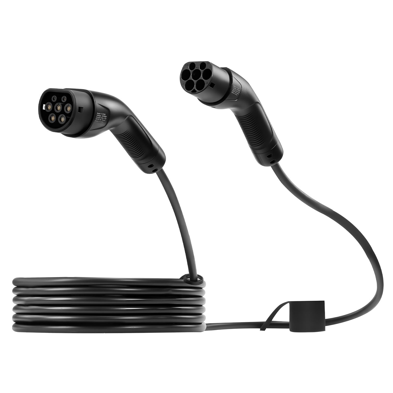 VEVOR Cable de Carga para Vehículos Eléctricos, 16 A, 7 m, máx. 11 kW, Alargador, Compatible con Cargadores de Vehículos Eléctricos Tipo 2, Trifásico CA 480 V 50 Hz, IP65, con Bolsa de Transporte
