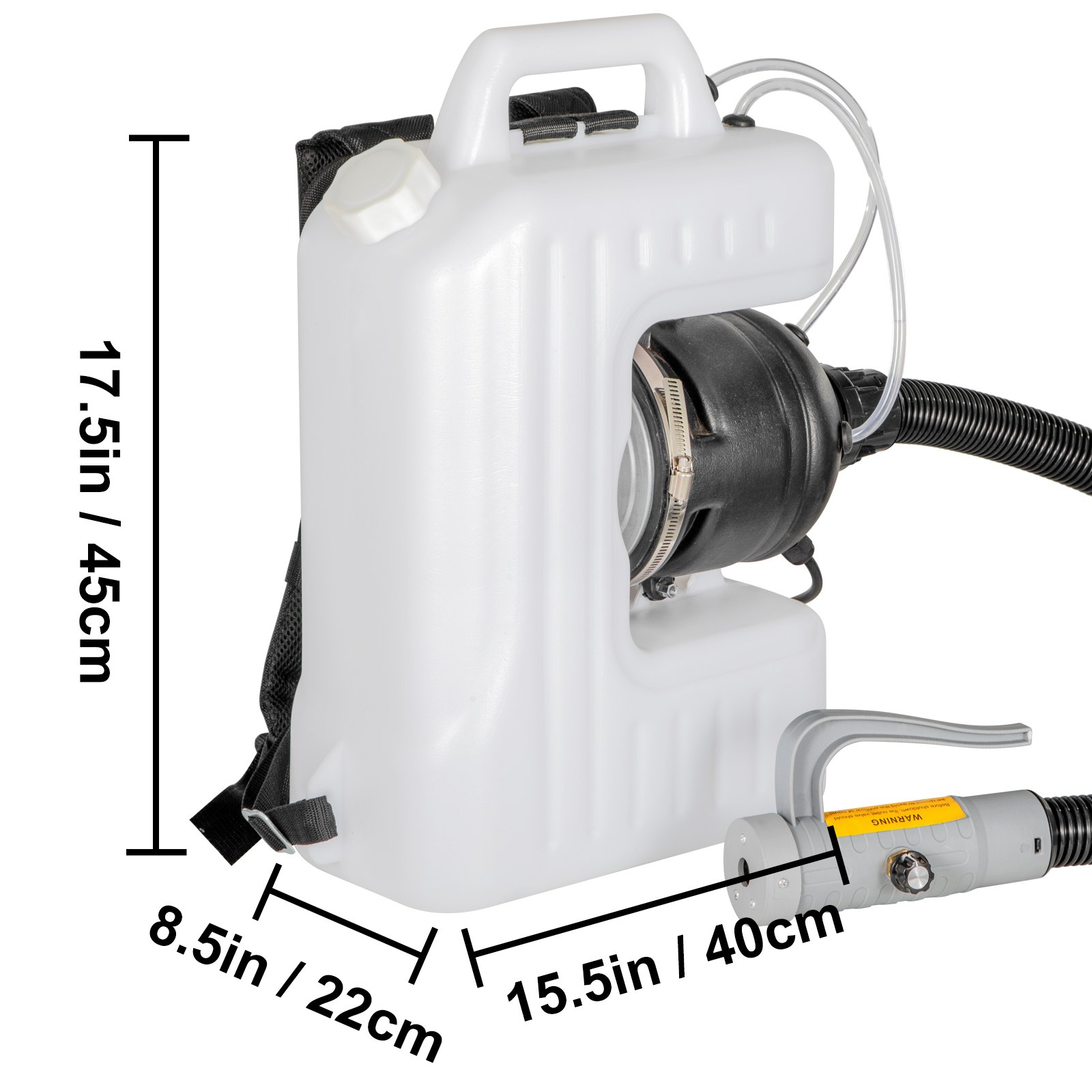 VEVOR Nebulizador Pulverizador Eléctrico 10L Pulverizador Desinfectante Atomizador 2200W Máquina de Nebulización de Mochila 600 ml / min Pulverizador Eléctrico de Niebla Fría ULV para Jardín Hospital