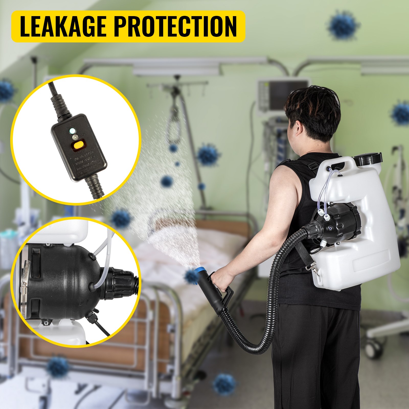 Vevor Pulverizador Eléctrico Ulv 12 L Nebulizador Para Desinfectar De Mochila