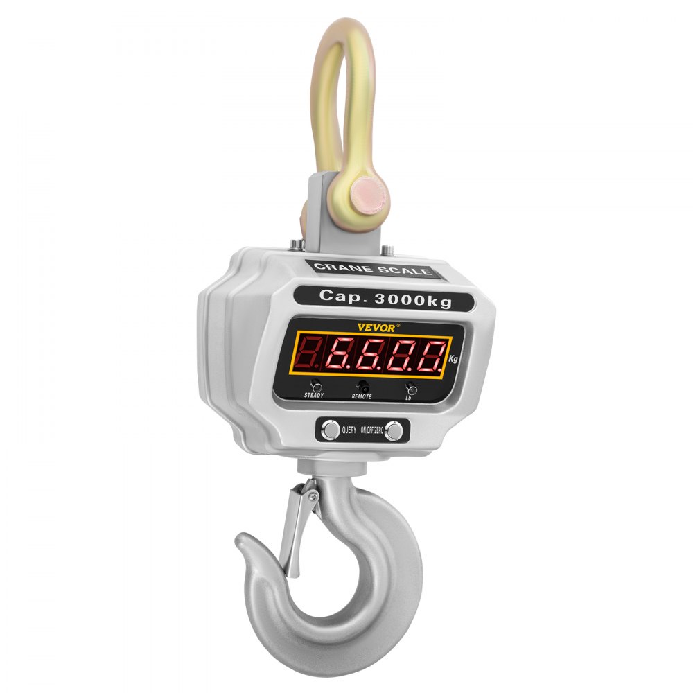 Báscula de Grúa Electrónica 3000 kg, Escala con Gancho Resistente, Clase de Precisión OIML III, Escala de Grúa Digital, Mini Báscula Colgante Portátil con Pantalla LCD para Maletas de Viaje