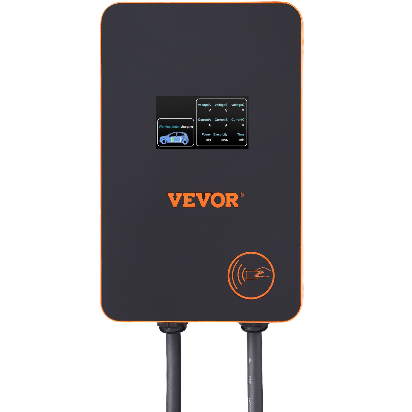 VEVOR Estación de Carga para Vehículos Eléctricos 7,4kW/22kW Estación de Carga EV 0-32A Ajustable Tipo 2 Cable TPU 7,5m IEC 62196 Monofásico/Trifásico para Interior Exterior IP66 TÜV 220-240/380-400 V