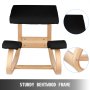 Silla ergonómica de rodillas VEVOR con estructura resistente de madera curvada y cojines negros.