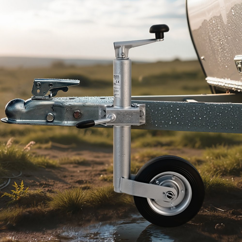VEVOR Rueda de Apoyo 550–780 mm de Altura Ajustable, Capacidad de Carga hasta 150 kg, con Rueda Simple y Mango Ergonómico, Adecuado para Remolques, Caravanas y Barcos, 250 x 130 x 550 mm, Plata