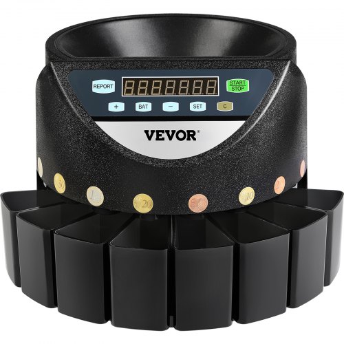VEVOR Clasificador de Monedas para Todas las Monedas de Euro y Centavo Contador de Dinero Eléctrico