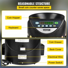 VEVOR Contador de Monedas Clasificador de Monedas para Todas las Monedas de Euro y Centavo Contador de Dinero Eléctrico