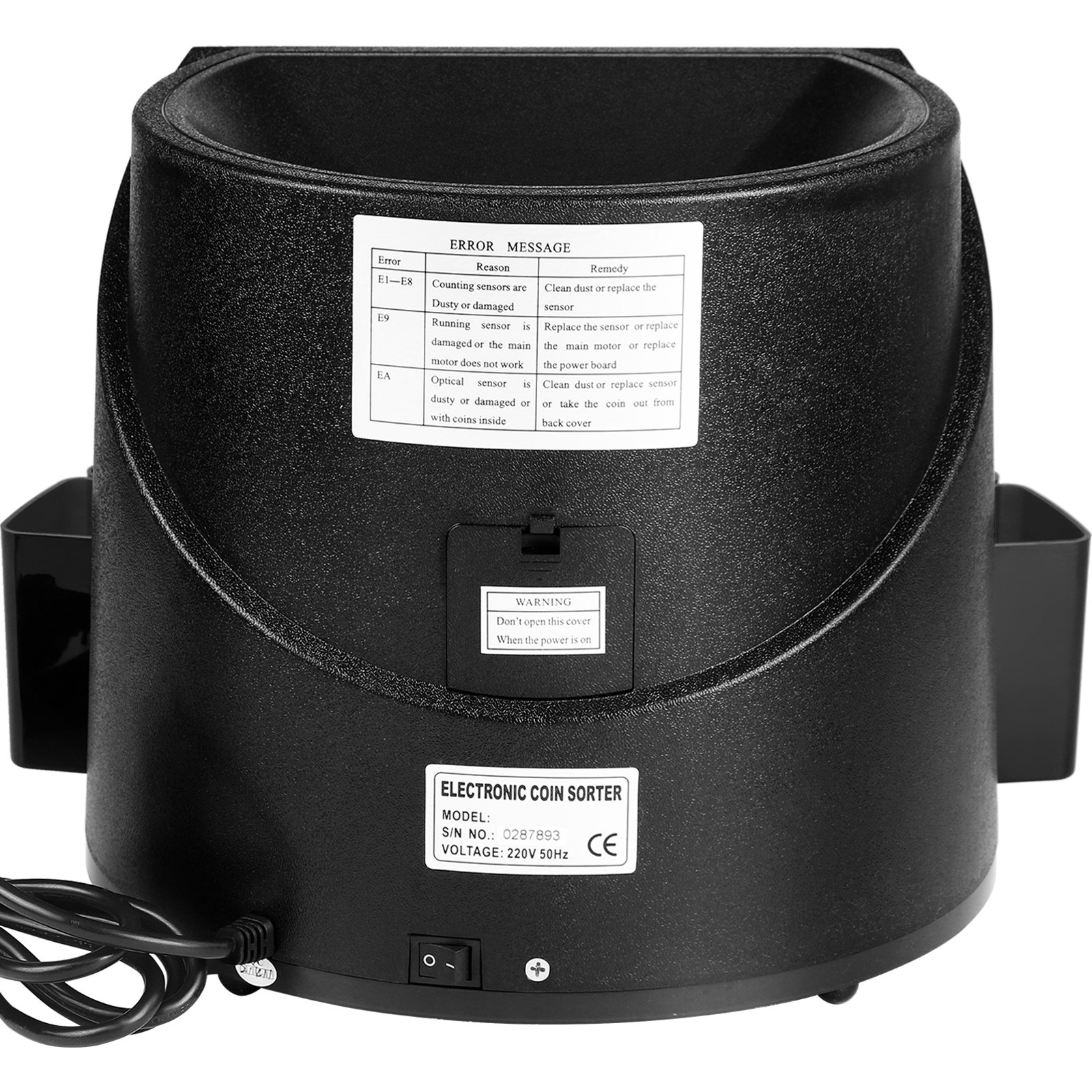 VEVOR Contador de Monedas Euro Profesional 220 V, Clasificador de Monedas Pantalla LED de 7 Dígitos 170 Monedas por Minuto, Máquina de Conteo de Monedas con 8 Cajas de Recolección de Alta Precisión