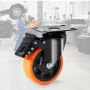 VEVOR Ruedas Giratorias con Placa Juego de 4 Ruedas para Muebles, Ruedas Silenciosas de PVC de 101,6 mm con Freno de Bloqueo A/B, Capacidad de Carga de 159 kg por Rueda para Carros de Banco de Trabajo