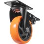 VEVOR Ruedas Giratorias con Placa Juego de 4 Ruedas para Muebles, Ruedas Silenciosas de PVC de 101,6 mm con Freno de Bloqueo A/B, Capacidad de Carga de 159 kg por Rueda para Carros de Banco de Trabajo