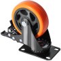 VEVOR Ruedas Giratorias con Placa Juego de 4 Ruedas para Muebles, Ruedas Silenciosas de PVC de 101,6 mm con Freno de Bloqueo A/B, Capacidad de Carga de 159 kg por Rueda para Carros de Banco de Trabajo