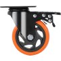 VEVOR Ruedas Giratorias con Placa Juego de 4 Ruedas para Muebles, Ruedas Silenciosas de PVC de 101,6 mm con Freno de Bloqueo A/B, Capacidad de Carga de 159 kg por Rueda para Carros de Banco de Trabajo