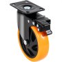 VEVOR Ruedas Giratorias con Placa Juego de 4 Ruedas para Muebles, Ruedas Silenciosas de PVC de 127 mm con Freno de Bloqueo A/B, Capacidad de Carga de 204 kg por Rueda para Carros de Banco de Trabajo