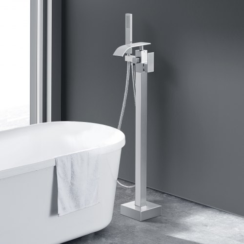 VEVOR Grifo de bañera independiente, mezclador de ducha cepillado, llenado de bañera independiente, 2 modos de agua, caño giratorio de 360°, para ducha de baño, limpieza de desagües, baño
