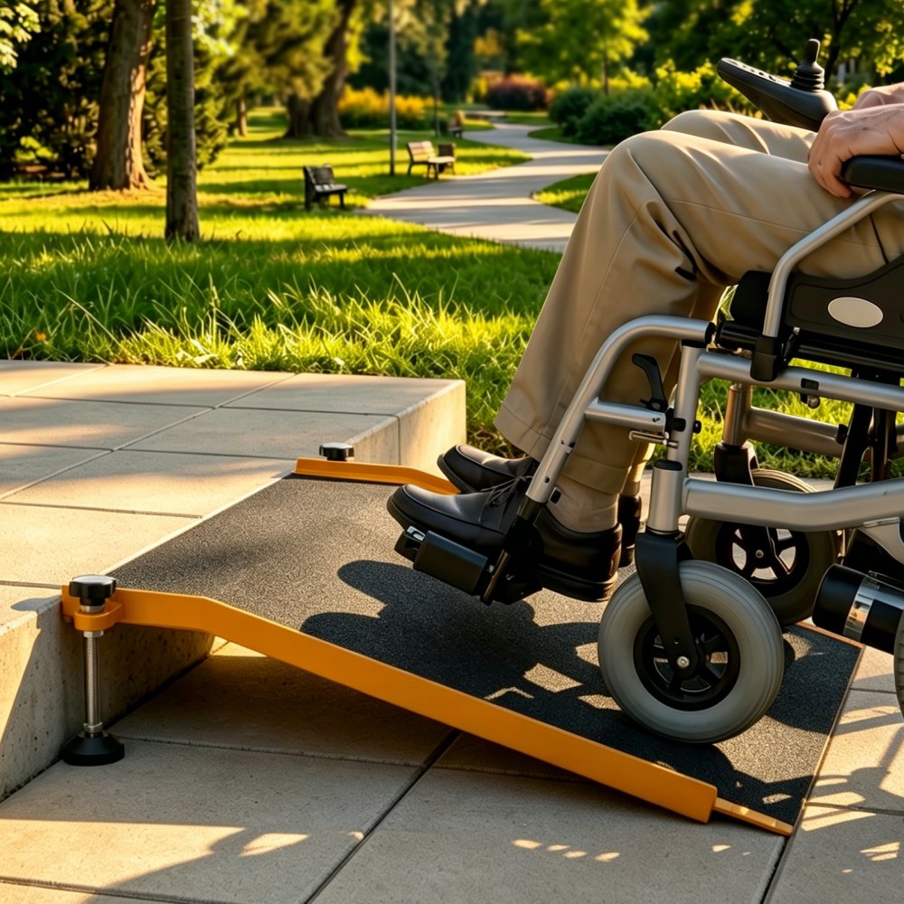 VEVOR Rampa para Silla de Ruedas de 670 x 810 mm, Rampa de Umbral de Aluminio Antideslizante, Capacidad de Carga 181,4 kg, Plataforma para Entradas, Garajes, Andadores, Puertas, Scooters y Carros