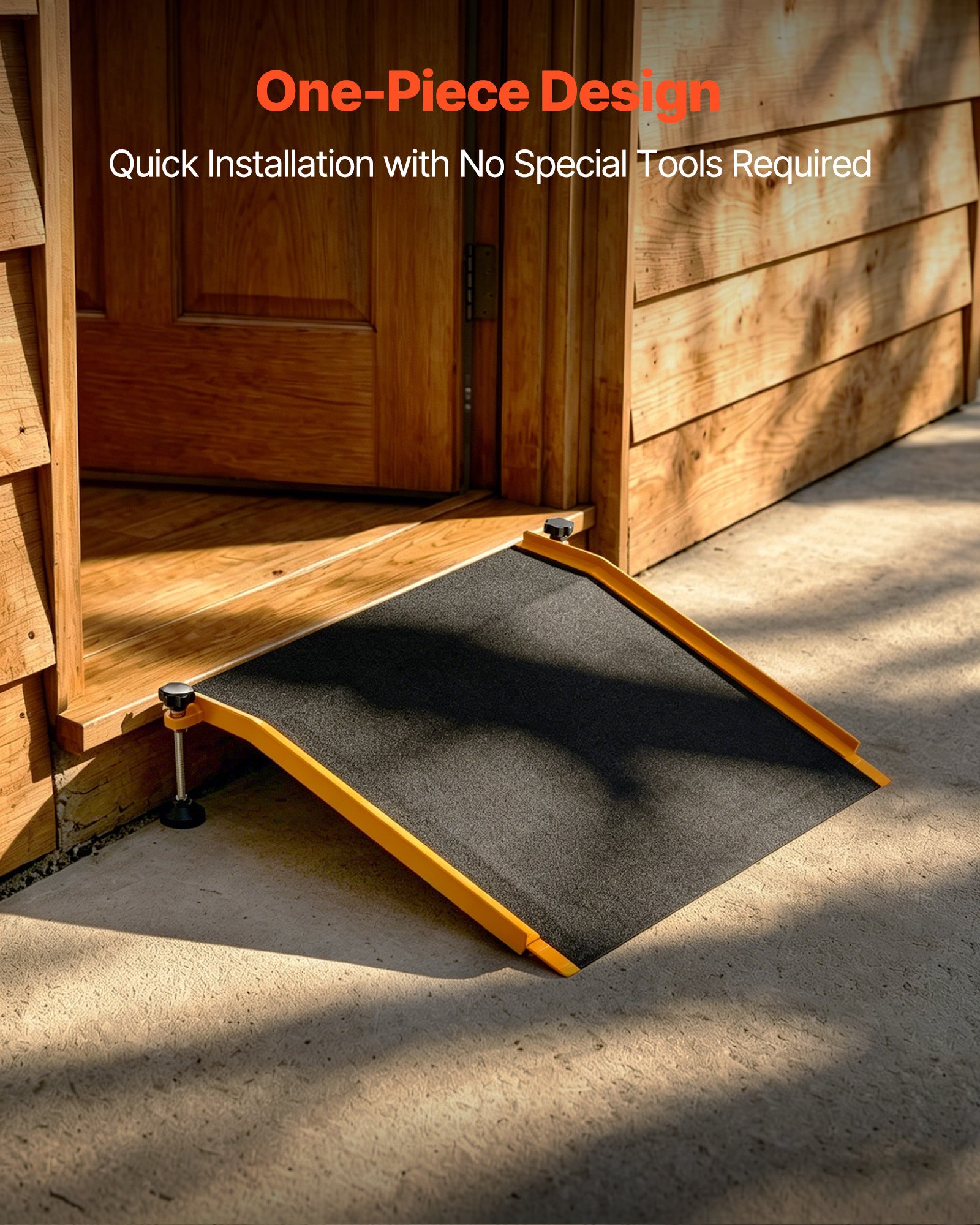 VEVOR Rampa para Silla de Ruedas de 670 x 810 mm, Rampa de Umbral de Aluminio Antideslizante, Capacidad de Carga 181,4 kg, Plataforma para Entradas, Garajes, Andadores, Puertas, Scooters y Carros