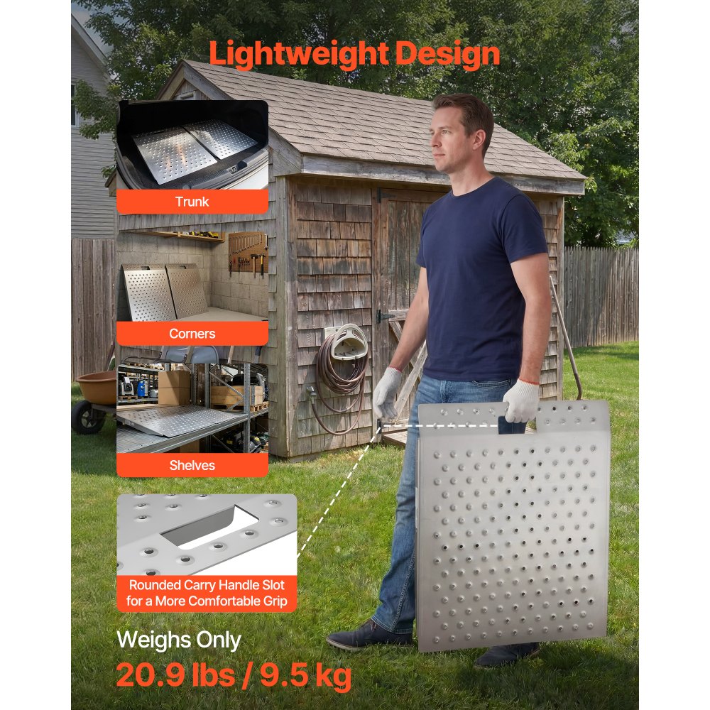 VEVOR Rampa para Silla de Ruedas de Aluminio 750 x 617 mm, Rampa de Umbral Antideslizante, Plataforma Capacidad de 340,2 kg para Puertas, Garajes, Carretillas, Andadores, Scooters y Equipos con Ruedas