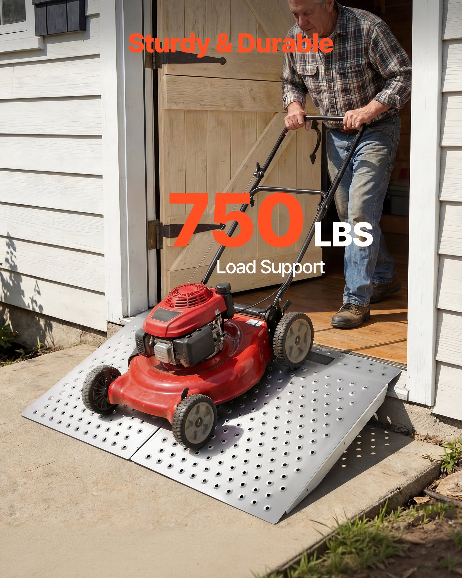 VEVOR Rampa para Silla de Ruedas de Aluminio 750 x 617 mm, Rampa de Umbral Antideslizante, Plataforma Capacidad de 340,2 kg para Puertas, Garajes, Carretillas, Andadores, Scooters y Equipos con Ruedas
