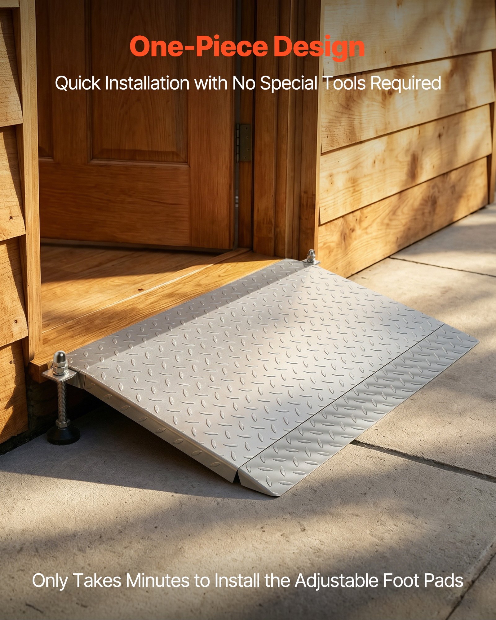 VEVOR Rampa para Silla de Ruedas de Hierro 1080 x 590 mm, Rampa de Umbral Antideslizante, Plataforma Capacidad de Carga 453,6 kg para Garajes, Carretillas, Puertas, Andadores, Scooters y Escalones