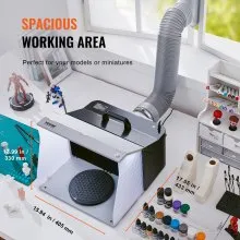 VEVOR Cabina de Pintura con Aerógrafo 405x330x355 mm Cabina de Pintura Portátil 5,2 m³/min Cabina de Succión de Doble Ventilador con Iluminación LED Placa Giratoria para Modelado de Bricolaje