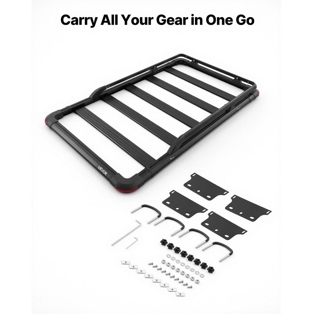 VEVOR Portaequipajes para Techo 162,6x99x15,2 cm, Cesta de Techo para Coche con Extensión, Portaequipajes de Coche Carga de 90,72 kg para Todo Tipo de Clima, Cesta de Equipaje para SUV, Camioneta