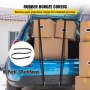 Baúl de auto azul cargado con cajas de cartón aseguradas con cuerdas elásticas de goma VEVOR, paquete de 50 más paquete adicional de 3.