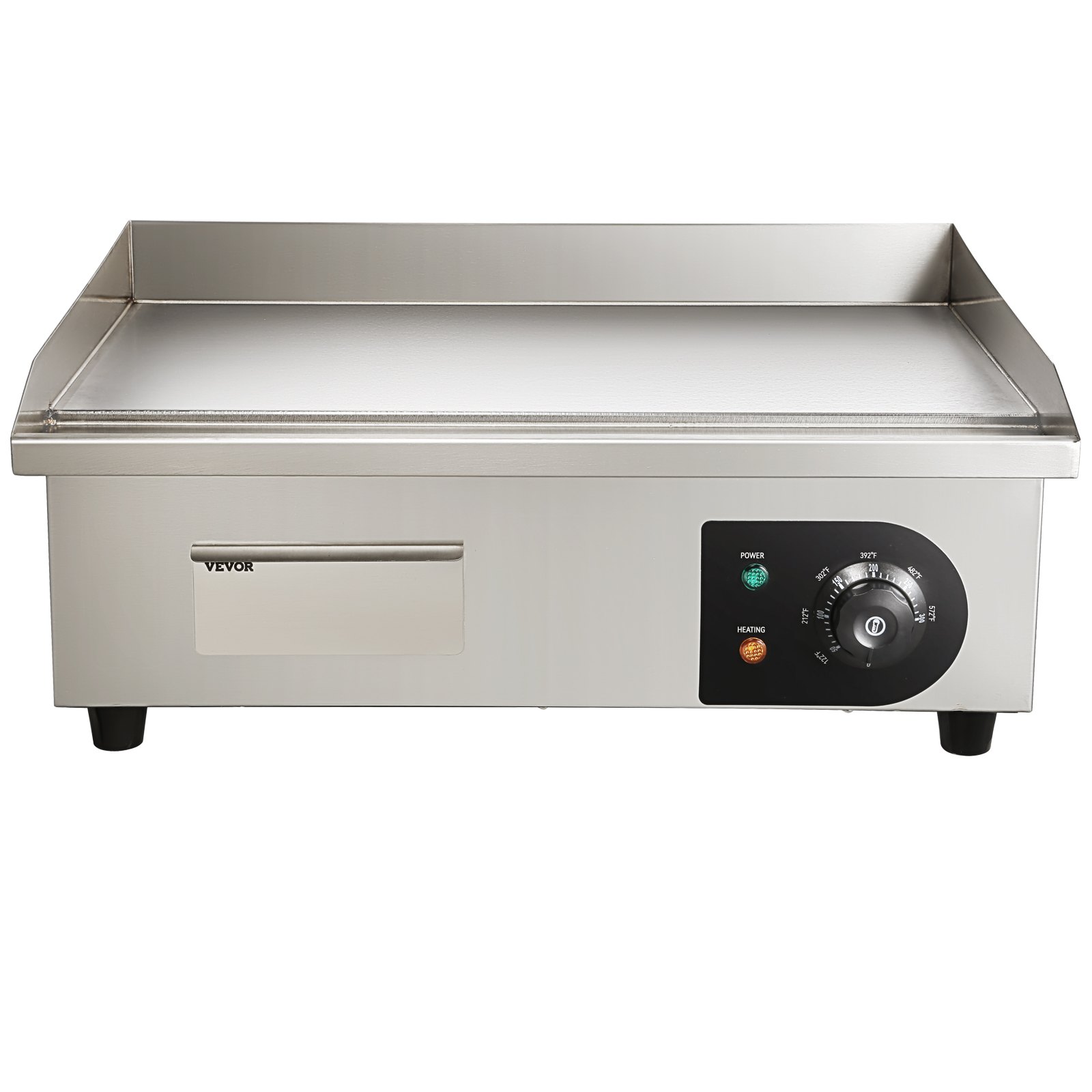 VEVOR Plancha Eléctrica Profesional de Acero Inoxidable 54 x 30 cm Parrilla Eléctrica Industrial Plancha de Cocina de Hierro Temperatura Ajustable 50-300 °C Limpieza Fácil para Barbacoa Restaurante