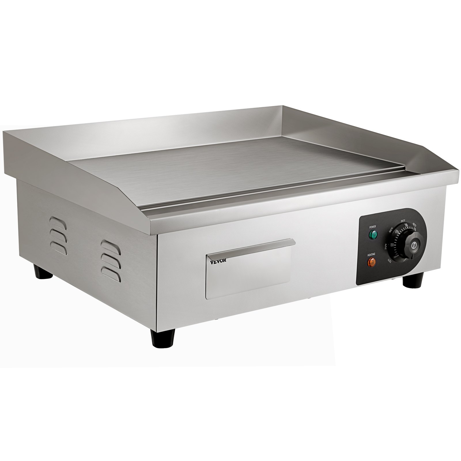 VEVOR Plancha Eléctrica Profesional de Acero Inoxidable 54 x 30 cm Parrilla Eléctrica Industrial Plancha de Cocina de Hierro Temperatura Ajustable 50-300 °C Limpieza Fácil para Barbacoa Restaurante