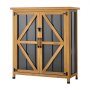VEVOR Outdoor Storage Shed, 86 x 95 cm Wood & Metal Garden Tool Shed with Lockable Doors & Sloped Roof, Waterproof Outside Storage Cabinet with Shelf and Floor for Backyard Patio Lawn, Black/Brown