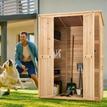 VEVOR Cobertizo de Almacenamiento de Madera Impermeable 147,3 x 68 x 198 cm