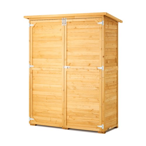 VEVOR Cobertizo de Almacenamiento para Exteriores 140 x 60 x 171,5 cm Cobertizo de Madera para Almacenamiento con Marco de Metal Gabinete de Almacenamiento Impermeable para Patio, Jardín, Césped