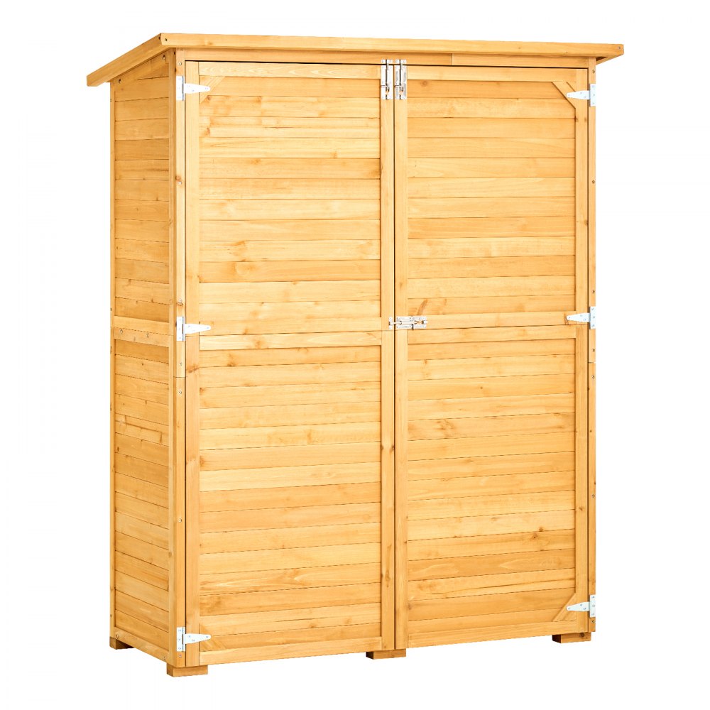 VEVOR Cobertizo de Almacenamiento para Exteriores 140 x 60 x 171,5 cm Cobertizo de Madera para Almacenamiento con Marco de Metal Gabinete de Almacenamiento Impermeable para Patio, Jardín, Césped