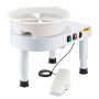 VEVOR Torno de Alfarero 28 cm Rueda de Cerámica Eléctrica para Alfarería, Velocidad Ajustable 60-300 RPM, Placa de Aluminio Pedal de Control Kit Completo de Accesorios, para Bricolaje Taller, Blanco