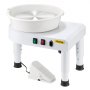 VEVOR Torno de Alfarero 28 cm Rueda de Cerámica Eléctrica para Alfarería, Velocidad Ajustable 60-300 RPM, Placa de Aluminio Pedal de Control Kit Completo de Accesorios, para Bricolaje Taller, Blanco
