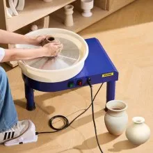 VEVOR Torno de Cerámica de 35 cm con Pedal Ajustable de 60 a 300 RPM, Azul