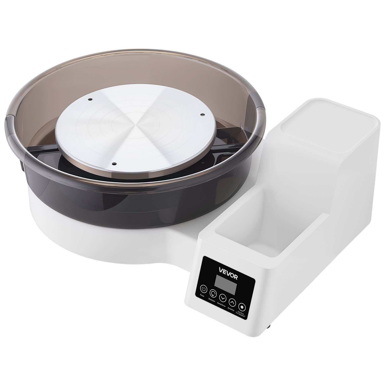 VEVOR Torno de Alfarero, Placas de 36 y 28 cm, Rueda de Cerámica Eléctrica, Velocidad Ajustable de 30 a 300 RPM, Máquina de Modelado con Pedal Pantalla Almacenamiento, para Bricolaje Arcilla, Blanco