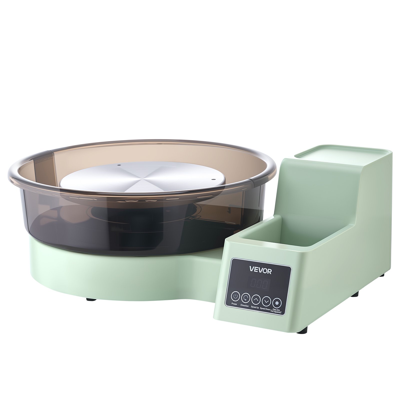 VEVOR Torno de Alfarero, Placas de 28 y 36 cm, Rueda de Cerámica Eléctrica, Velocidad Ajustable de 30 a 300 RPM, Máquina de Arcilla con Pedal Pantalla Almacenamiento, para Alfarería Bricolaje, Verde