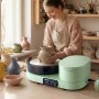 VEVOR Pottery Wheel for Adults, 28 cm Aluminum Turntable, 450W Electric Table Top Pottery Wheel with Foot Pedal, 30-300 RPM Adjustable Speed, Aluminum Body, for Beginners, DIY Clay Art Craft, Green