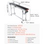 VEVOR Transportador de Correa Motorizado 1498,6x198,1 mm Transportador Acero Inoxidable Cinta Transportadora de PVC Antiestática Barandilla Doble para Aplicación de Codificación por Inyección de Tinta