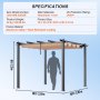 VEVOR Pérgola Retráctil de Aluminio de 2,97 x 2,97 x 2,3 m con Dosel Beige