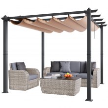 VEVOR Pérgola Retráctil de Aluminio de 2,97 x 2,97 x 2,3 m con Dosel Beige