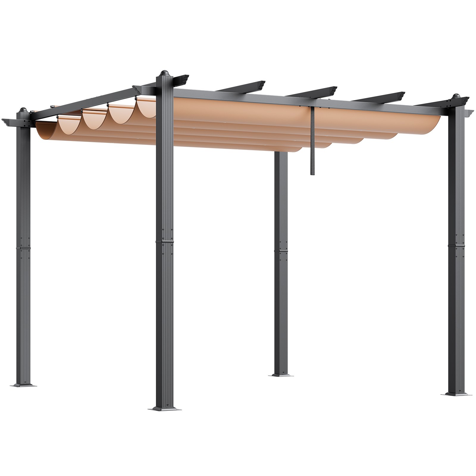 Pérgola retráctil para exteriores VEVOR de 10' x 10' con dosel, pérgola de aluminio con dosel retráctil, pérgola moderna con toldo parasol para patios, jardines, terrazas, patios traseros (beige)