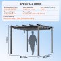 VEVOR Pérgola Retráctil de Aluminio de 3x3x2,3 m con Dosel Gris para Exterior