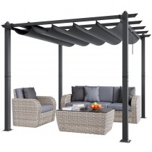 VEVOR Pérgola Retráctil de Aluminio de 3x3x2,3 m con Dosel Gris para Exterior