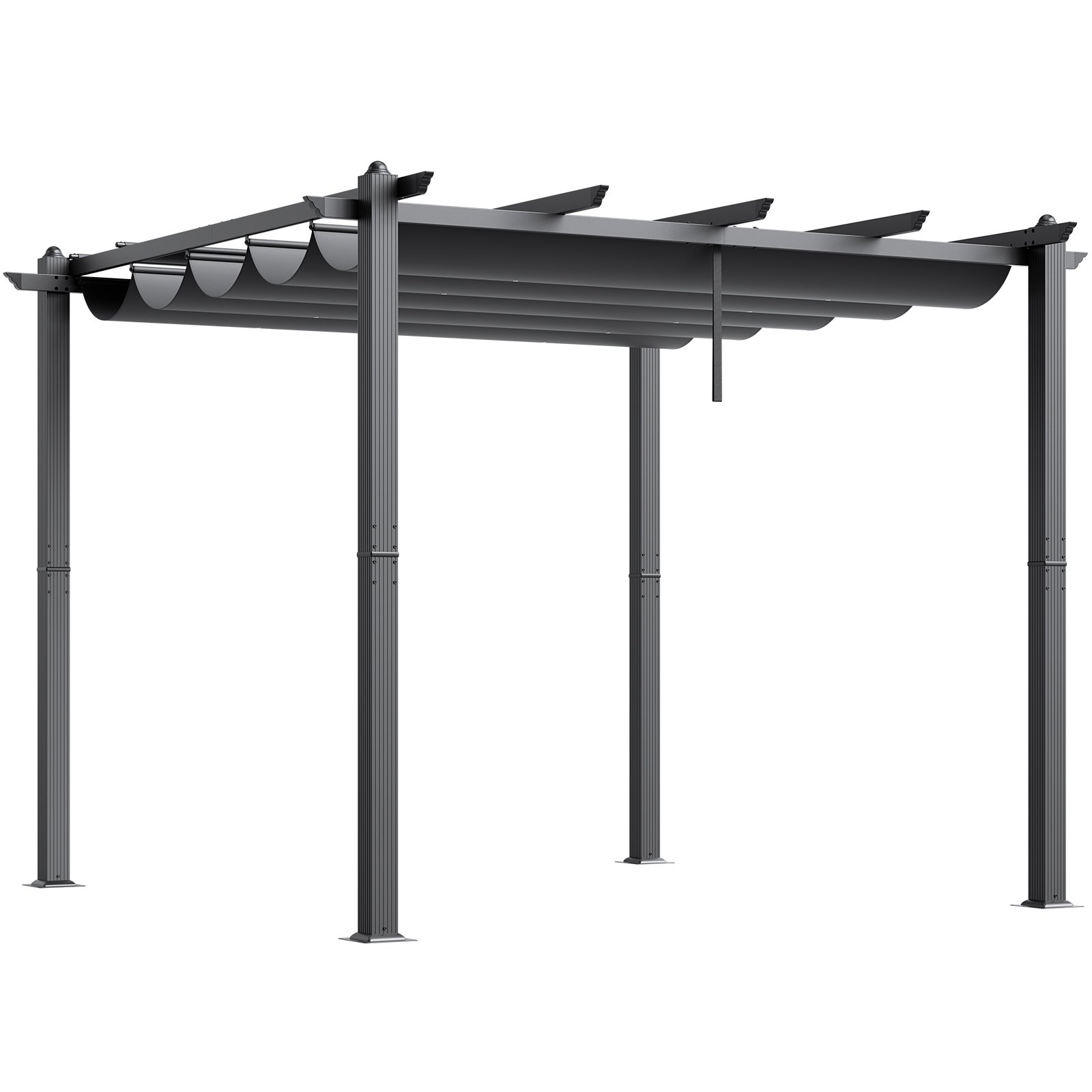 Pérgola retráctil para exteriores VEVOR de 10' x 10' con dosel, pérgola de aluminio con dosel retráctil, pérgola moderna con toldo parasol para patios, jardines, terrazas, patios traseros (gris)