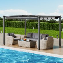 VEVOR Pérgola Retráctil de Aluminio de 2,96x3,95x2,3m con Dosel Gris de Exterior