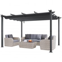 VEVOR Pérgola Retráctil de Aluminio de 2,96x3,95x2,3m con Dosel Gris de Exterior