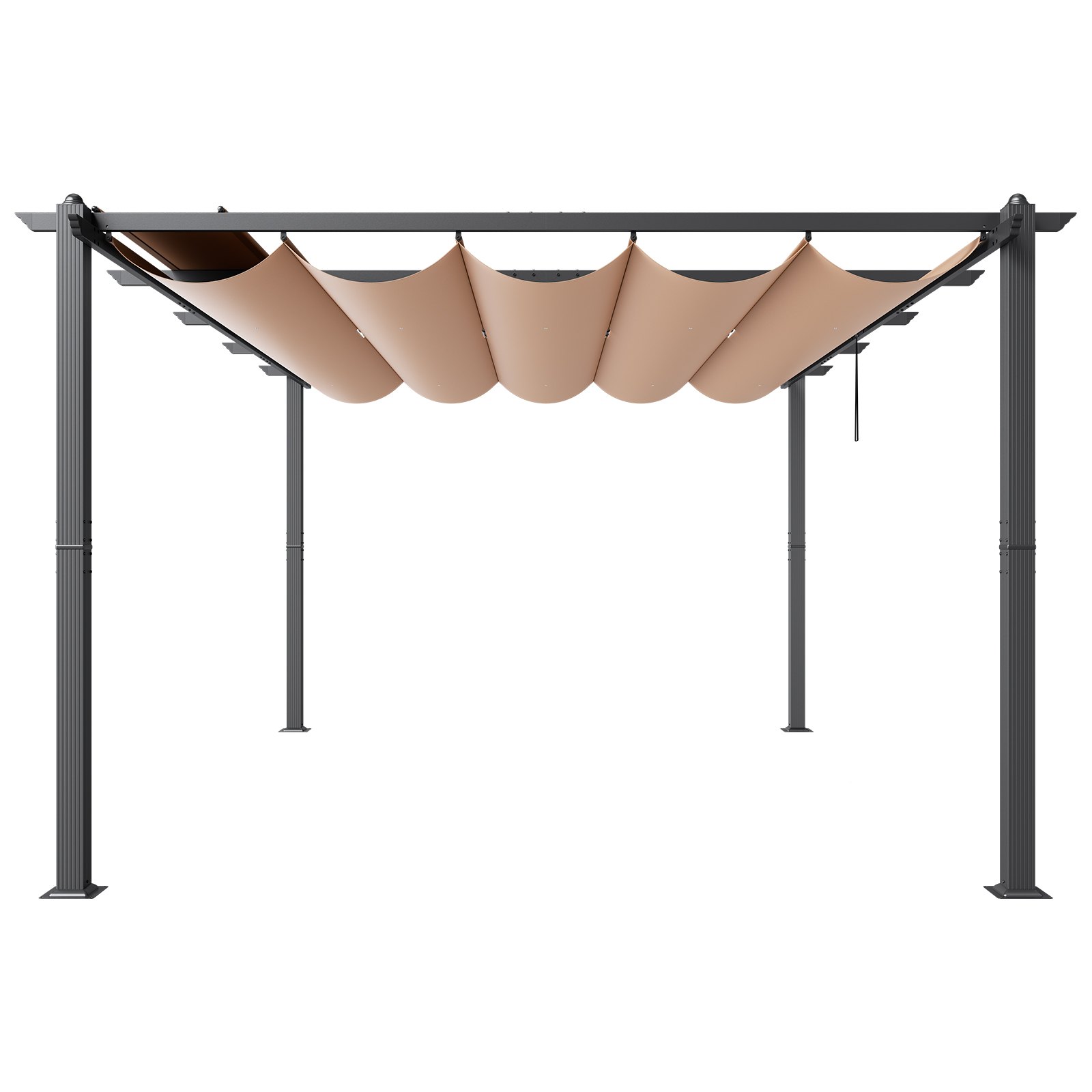 Pérgola retráctil para exteriores VEVOR de 12 x 16 pies con dosel, pérgola de aluminio con dosel retráctil, pérgola moderna con toldo parasol para patios, jardines, terrazas y patios traseros (beige)