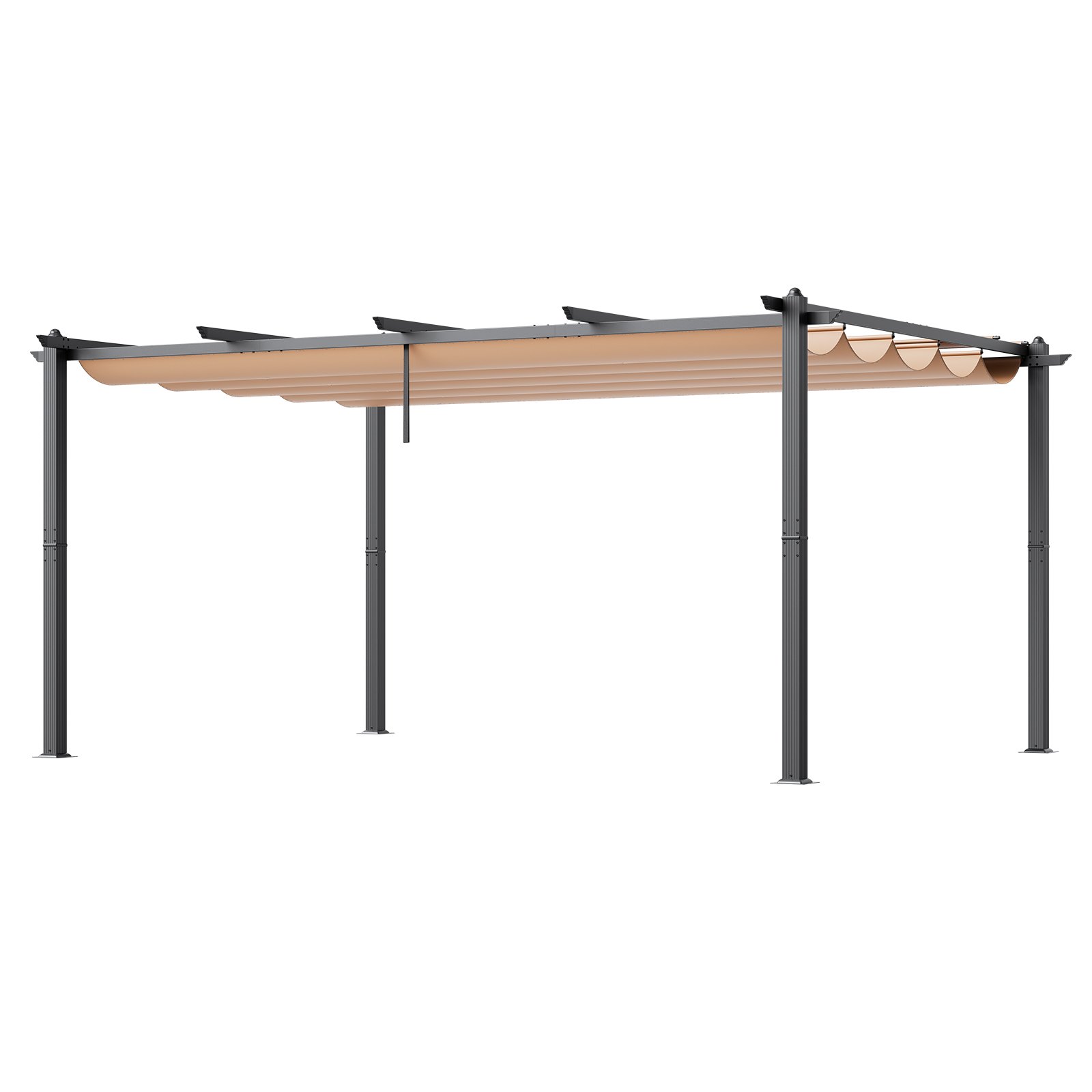 Pérgola retráctil para exteriores VEVOR de 12 x 16 pies con dosel, pérgola de aluminio con dosel retráctil, pérgola moderna con toldo parasol para patios, jardines, terrazas y patios traseros (beige)