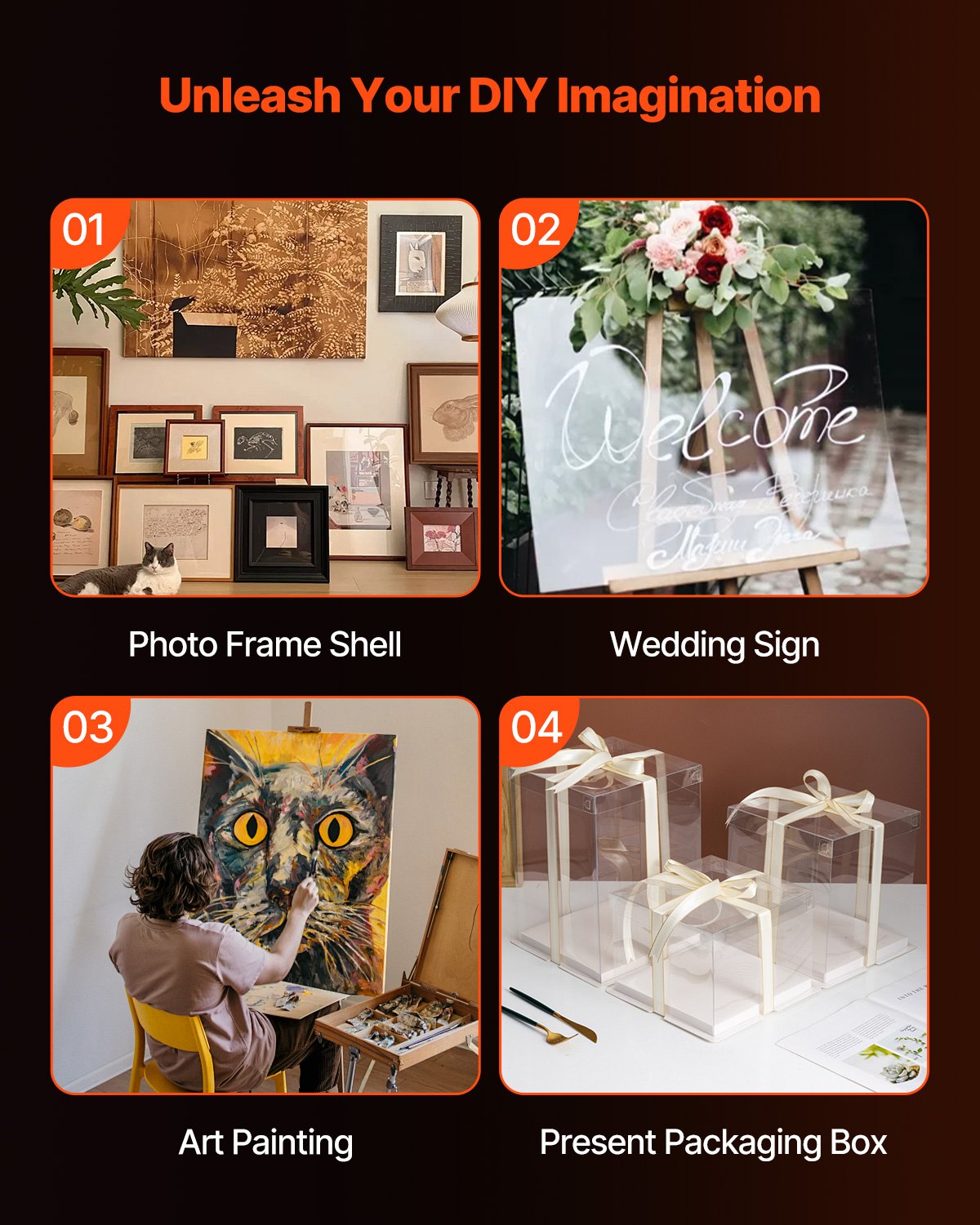 VEVOR PET/Plexiglas sheets, set of 5 plastic sheets, 610x914mm, 1mm thick, transparent, flexible plastic sheets for crafting, replacement glass for picture frames, DIY display projects, easy to cut